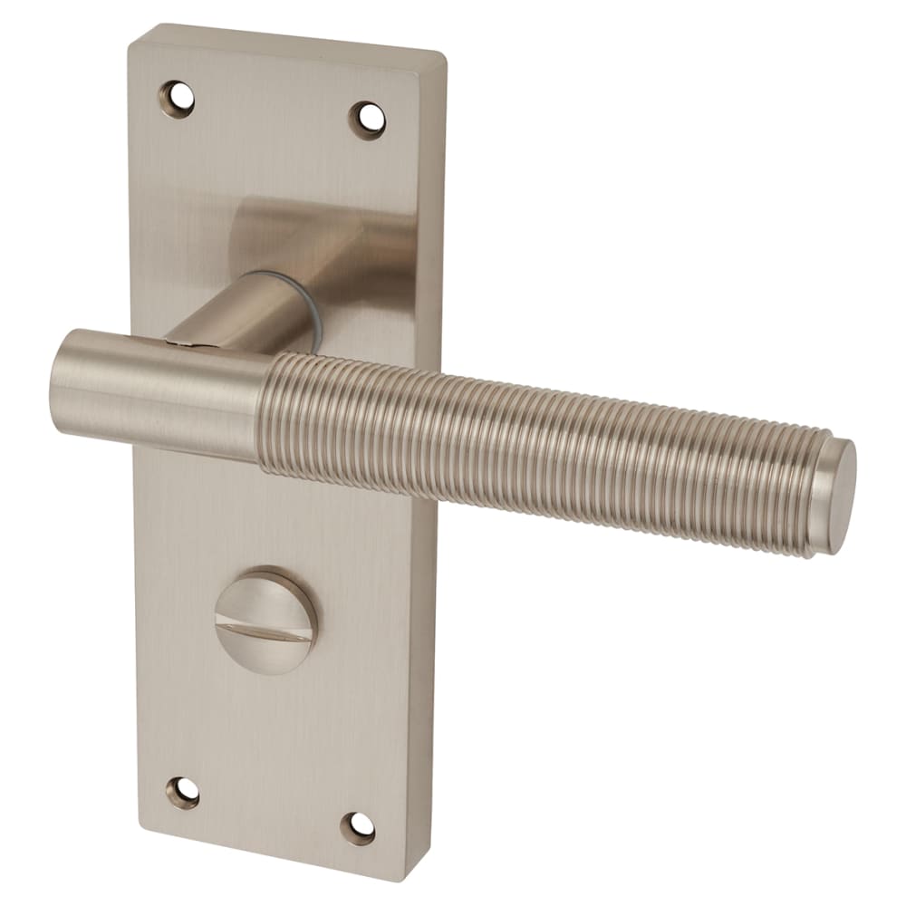 Altro Lily Reeded Bathroom Door Handle - 155 x 55mm - Satin Nickel