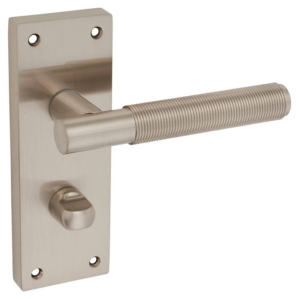 Altro Lily Reeded Bathroom Door Handle - 155 x 55mm - Satin Nickel