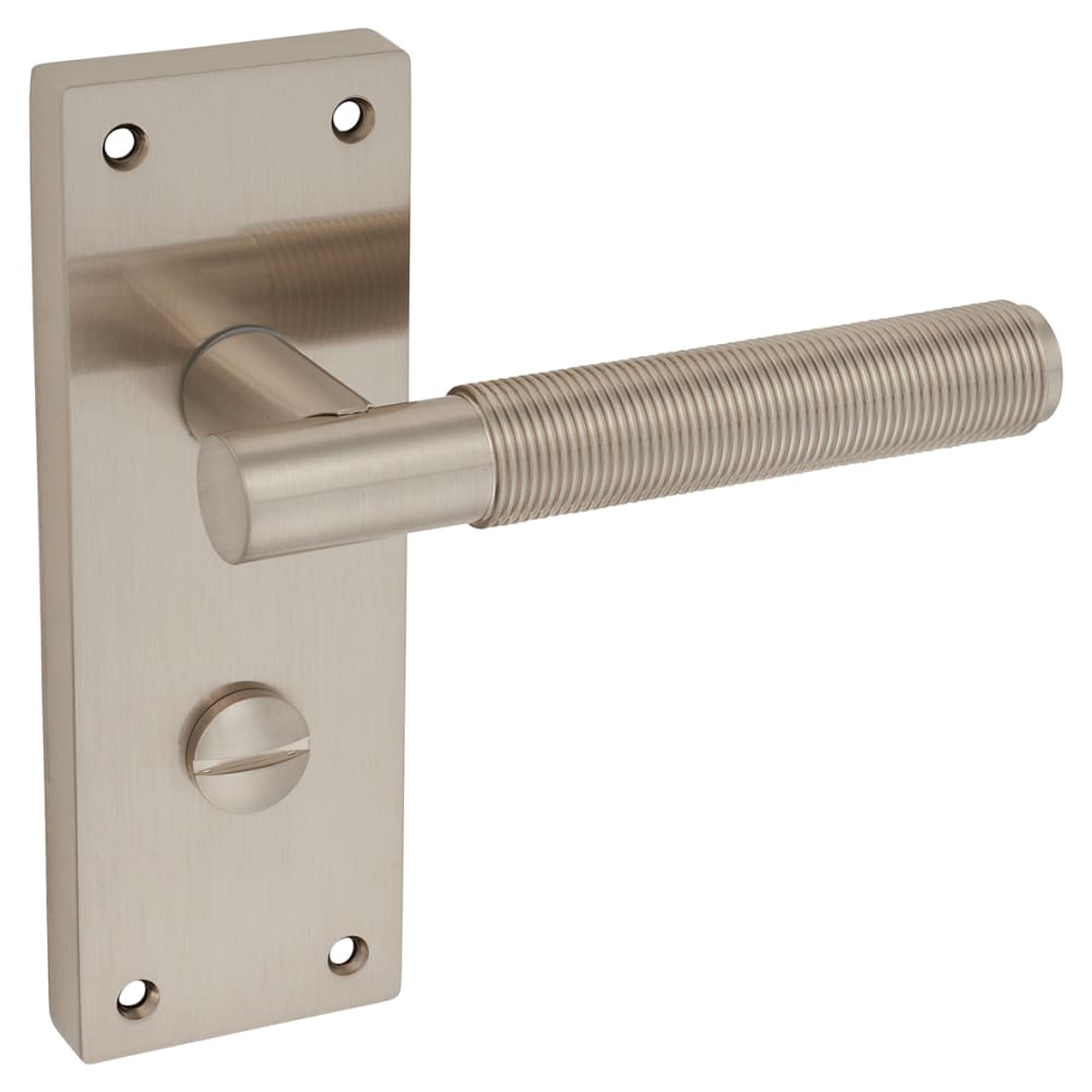 Altro Lily Reeded Bathroom Door Handle - 155 x 55mm - Satin Nickel