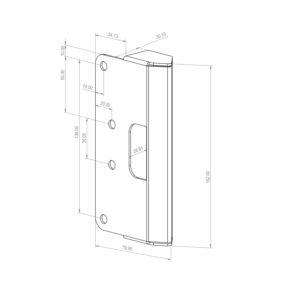 Gatemaster Surface Fixed Marine Grade Two Side Push Button Gate Code Lock - Right Hand - Black