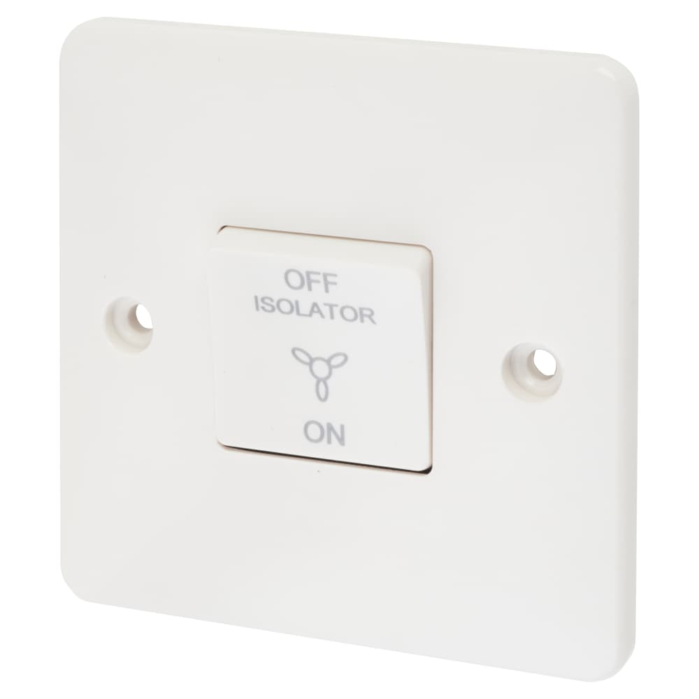Touchpoint 10A 1 Gang Triple Pole Fan Isolator Switch - White