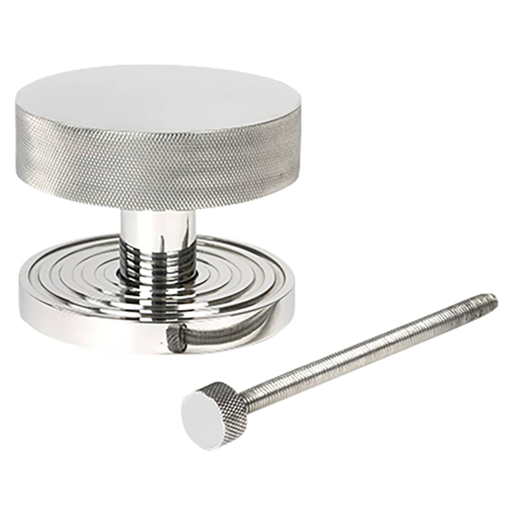From The Anvil Brompton Round Knurled Centre Door Knob on Beehive Rose - 90mm Rose - Pol Stainless