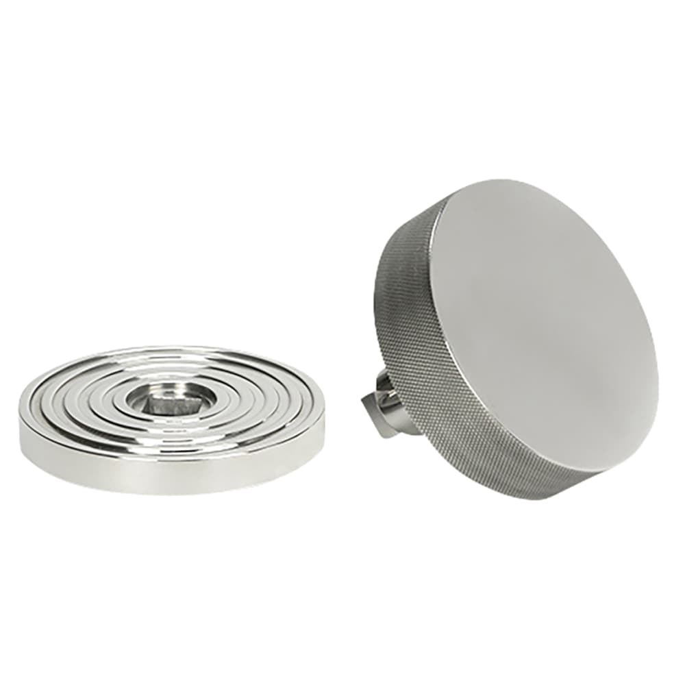 From The Anvil Brompton Round Knurled Centre Door Knob on Beehive Rose - 90mm Rose - Pol Stainless