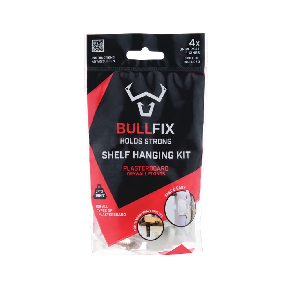Bullfix Heavy Duty Plasterboard Fixing Kit for Shelves - 5 x 20mm - Pack of 4