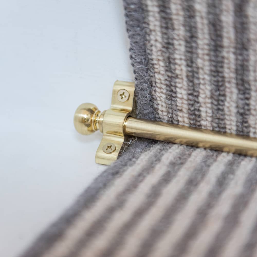 Altro Stair Rod with Round Bulb Finials - 900mm Length - Satin Brass