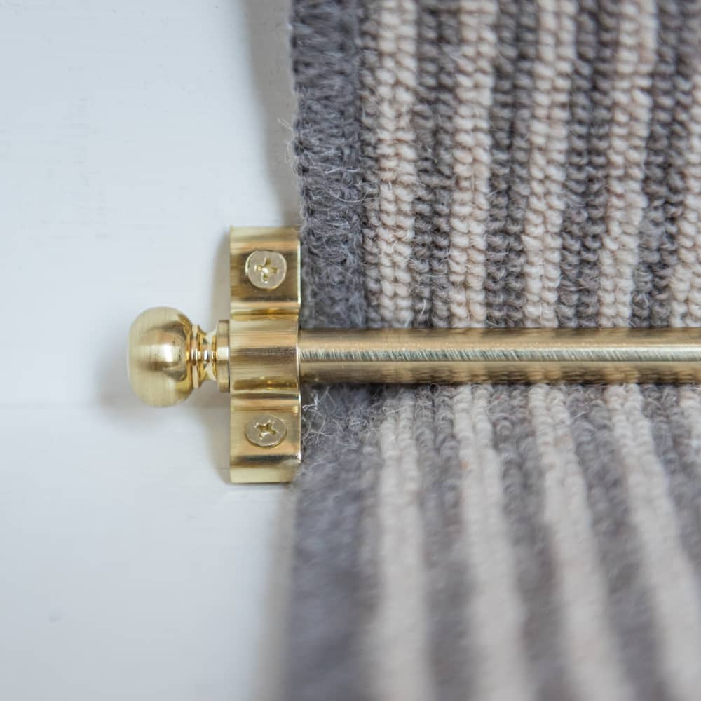 Altro Stair Rod with Round Bulb Finials - 900mm Length - Satin Brass