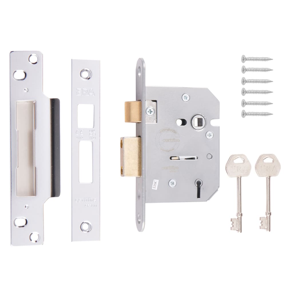 ERA Viscount 5 Lever Sashlock - 76mm Case - 56mm Backset - Polished Chrome