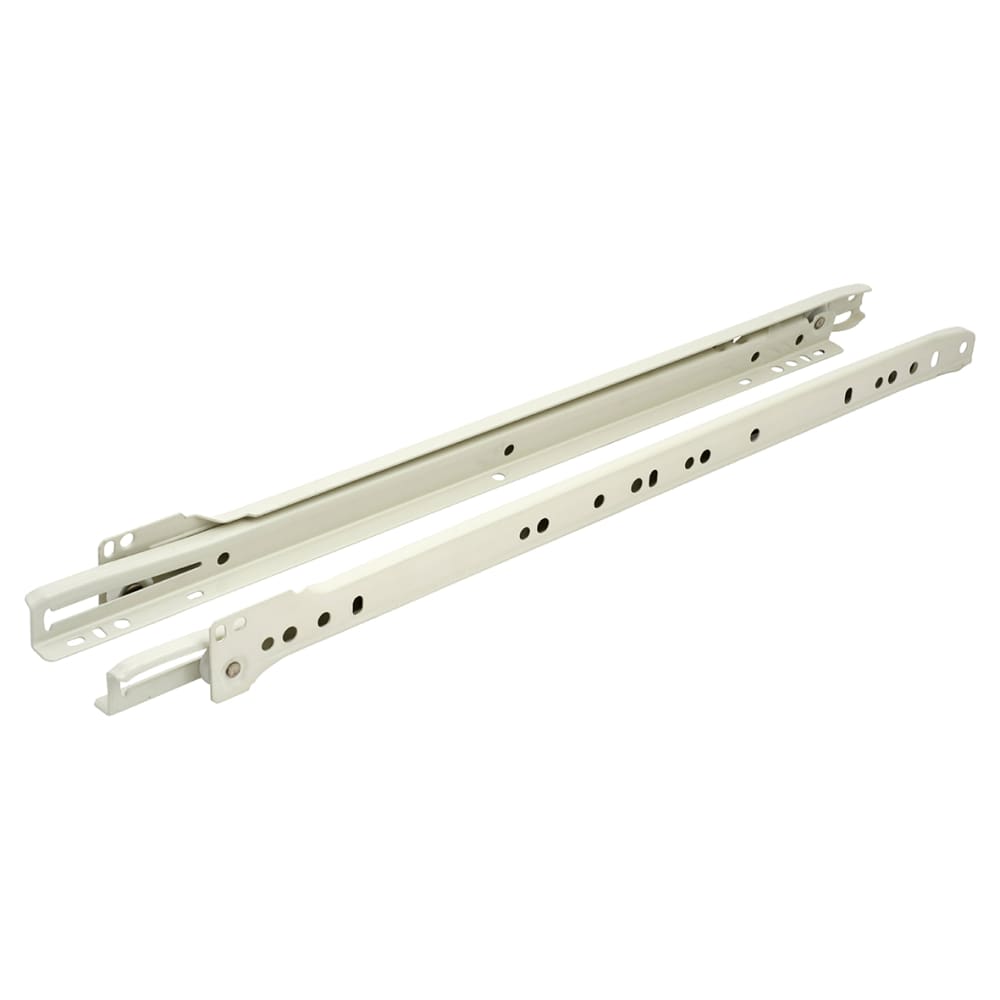 Klug Base Mount Drawer Runner - Single Extension - 250mm Length - 30kg - White