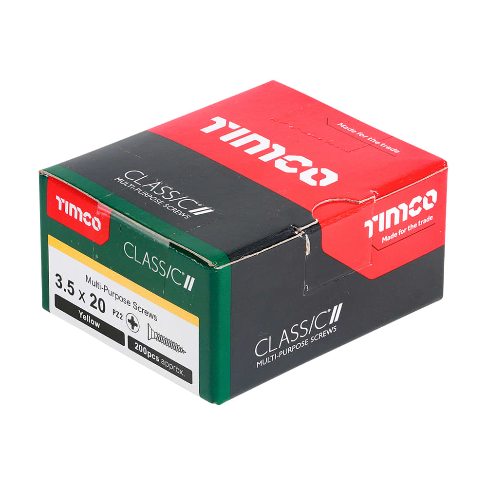 TIMCO Classic Pozi Countersunk Wood Screws - 3.5 x 20mm - Yellow Zinc - Pack of 200