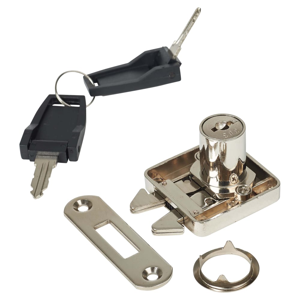 Sliding Door Lock 18 x 22mm Nickel Plated Keyed Alike