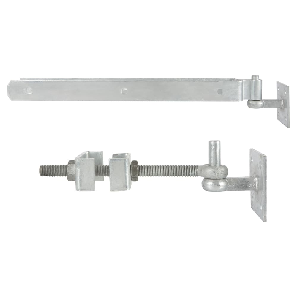 GateMate Heavy Duty Adjustable Double Strap Gate Kit with Hooks on Plates - 600mm - Galvanised