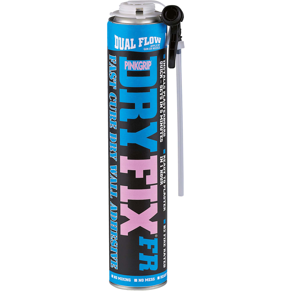 Everbuild PinkGrip Dryfix Fire Resistant Dry Wall Adhesive Foam - 750ml - Pink