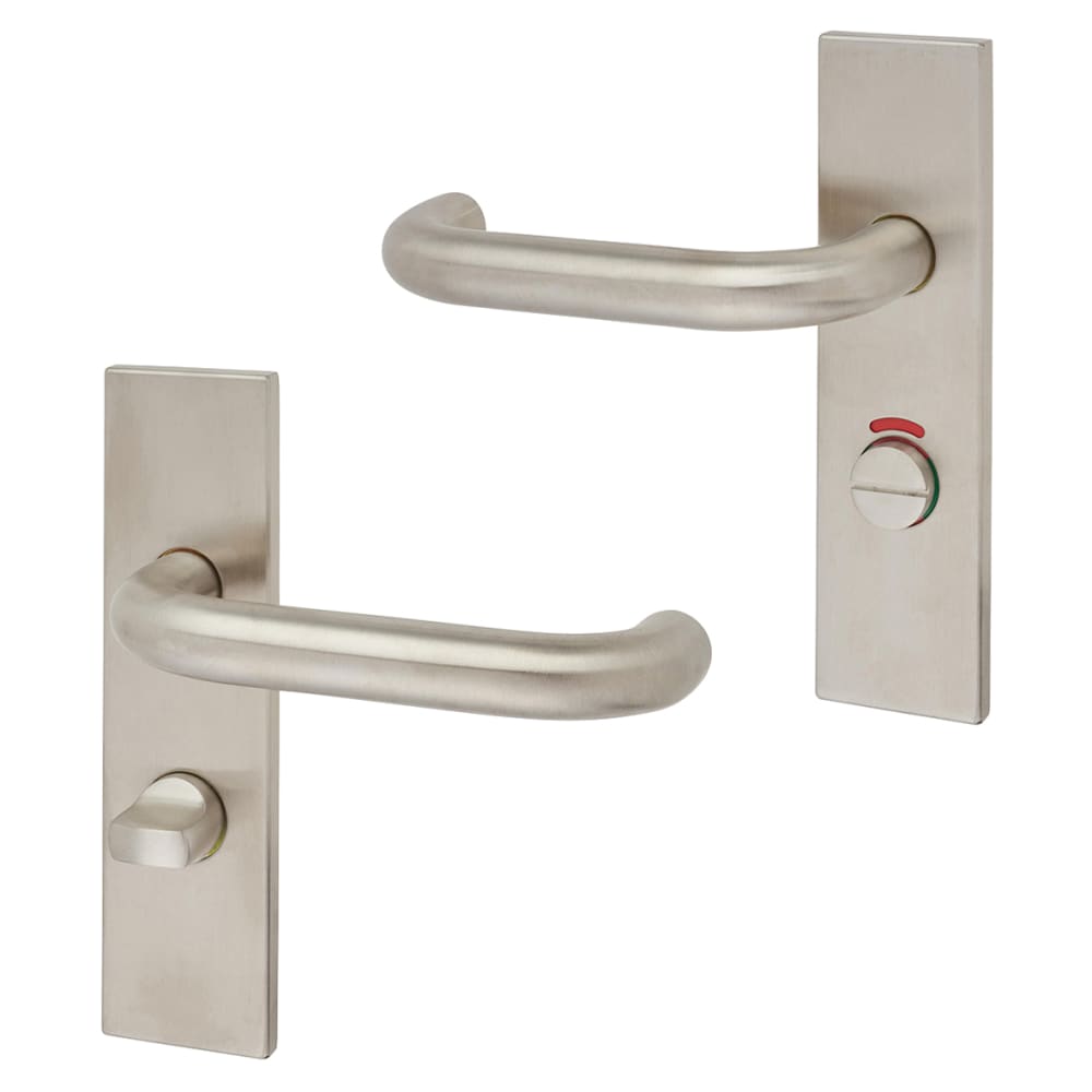 Altro 19mm Return to Door Bathroom Door Handle - Square Plate - 57mm c/c - RH - Sat Stainless Steel