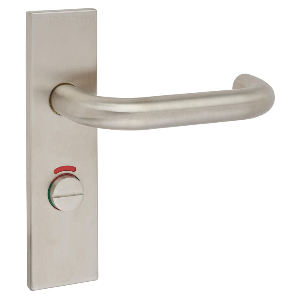 Altro 19mm Return to Door Bathroom Door Handle - Square Plate - 57mm c/c - RH - Sat Stainless Steel