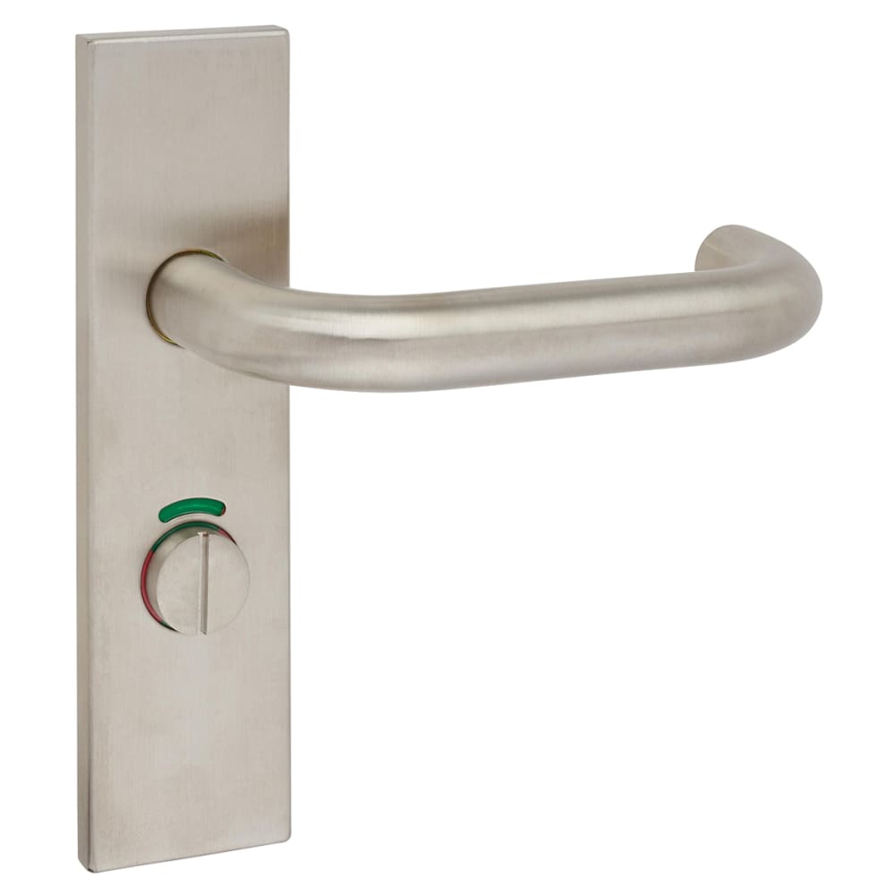 Altro 19mm Return to Door Bathroom Door Handle - Square Plate - 57mm c/c - RH - Sat Stainless Steel