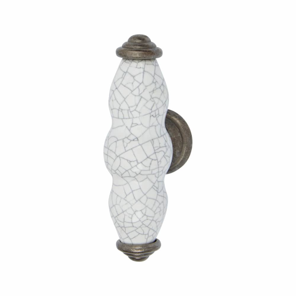 Hampstead 24mm Porcelain Crackle Glaze Shutter T-Bar Cabinet Knob - 76 x 24mm - Pewter Effect