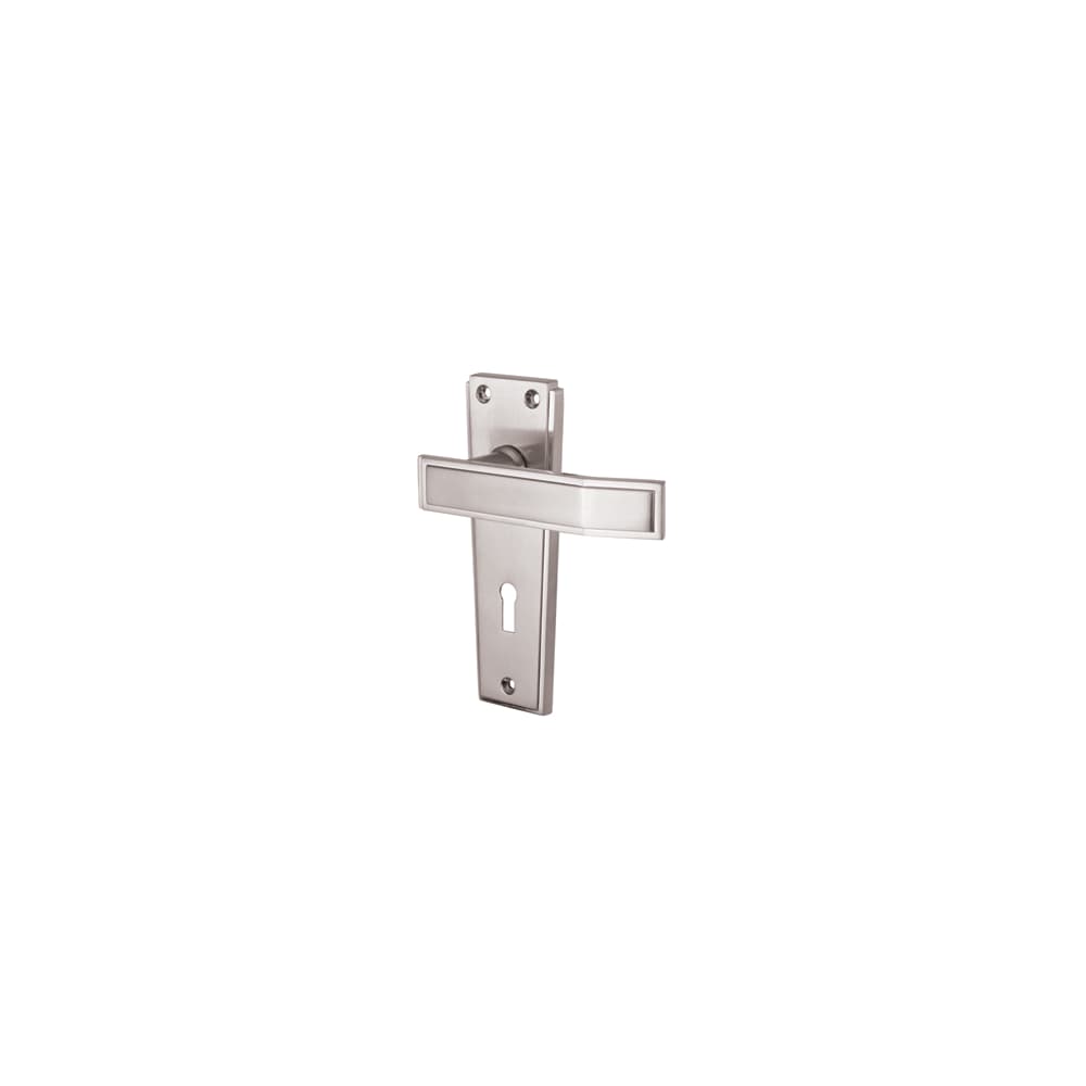 Jedo Deco Lock Door Handle - Keyhole - 153 x 50mm - Satin Chrome