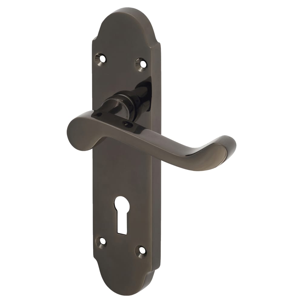 Touchpoint Victorian Summer Lock Door Handle - Keyhole - 168 x 40mm - Black Nickel