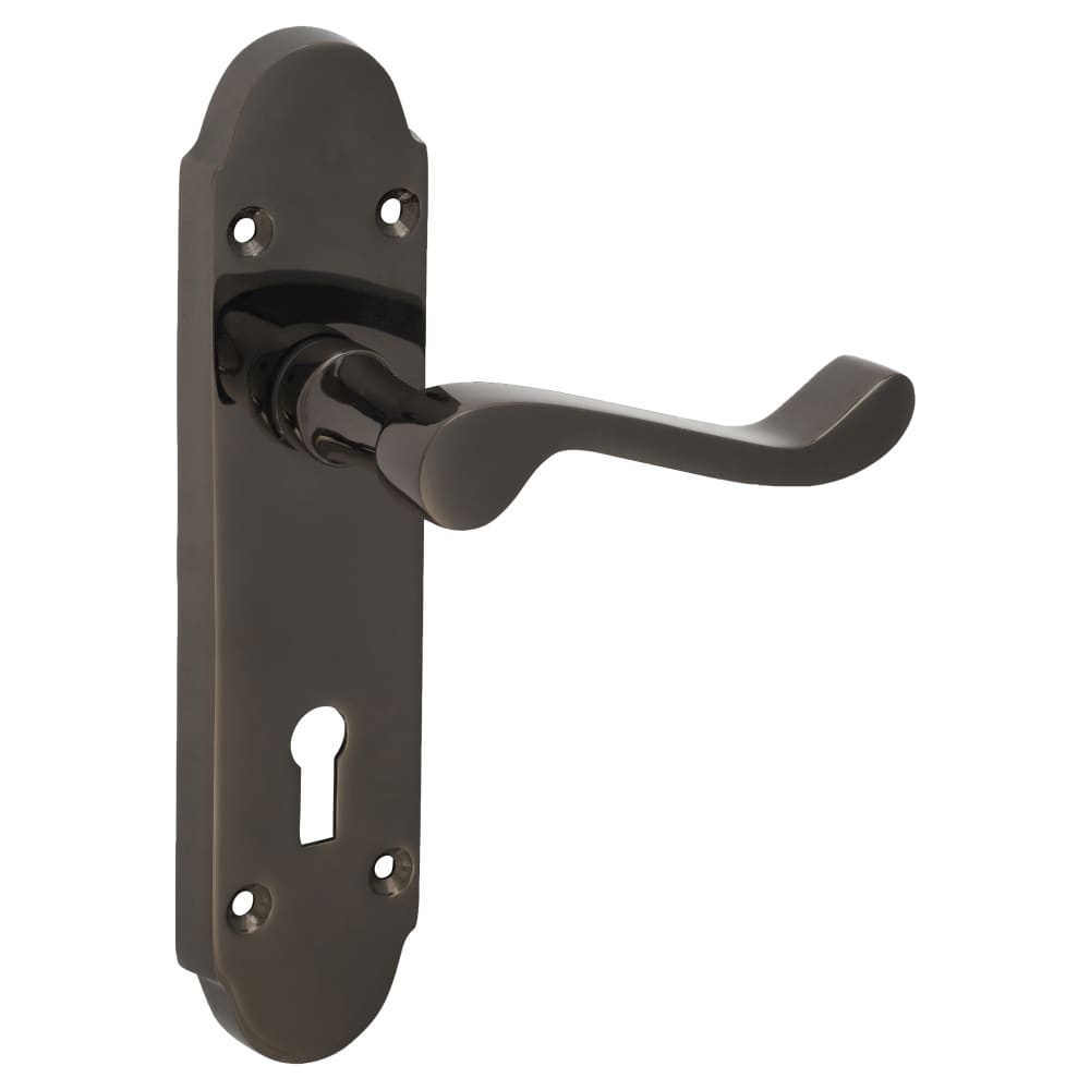 Touchpoint Victorian Summer Lock Door Handle - Keyhole - 168 x 40mm - Black Nickel