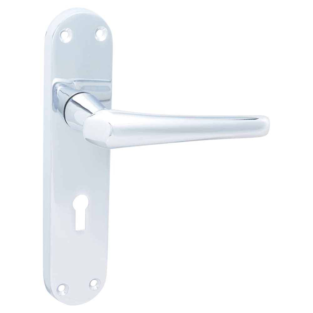 Hampstead Naples Lock Door Handle - Keyhole - 182 x 40mm - Polished Chrome