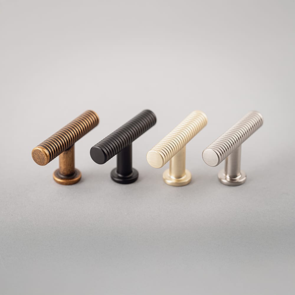 Altro Crewe 10mm Reeded T-Bar Cabinet Knob - 50 x 33mm - Matt Black