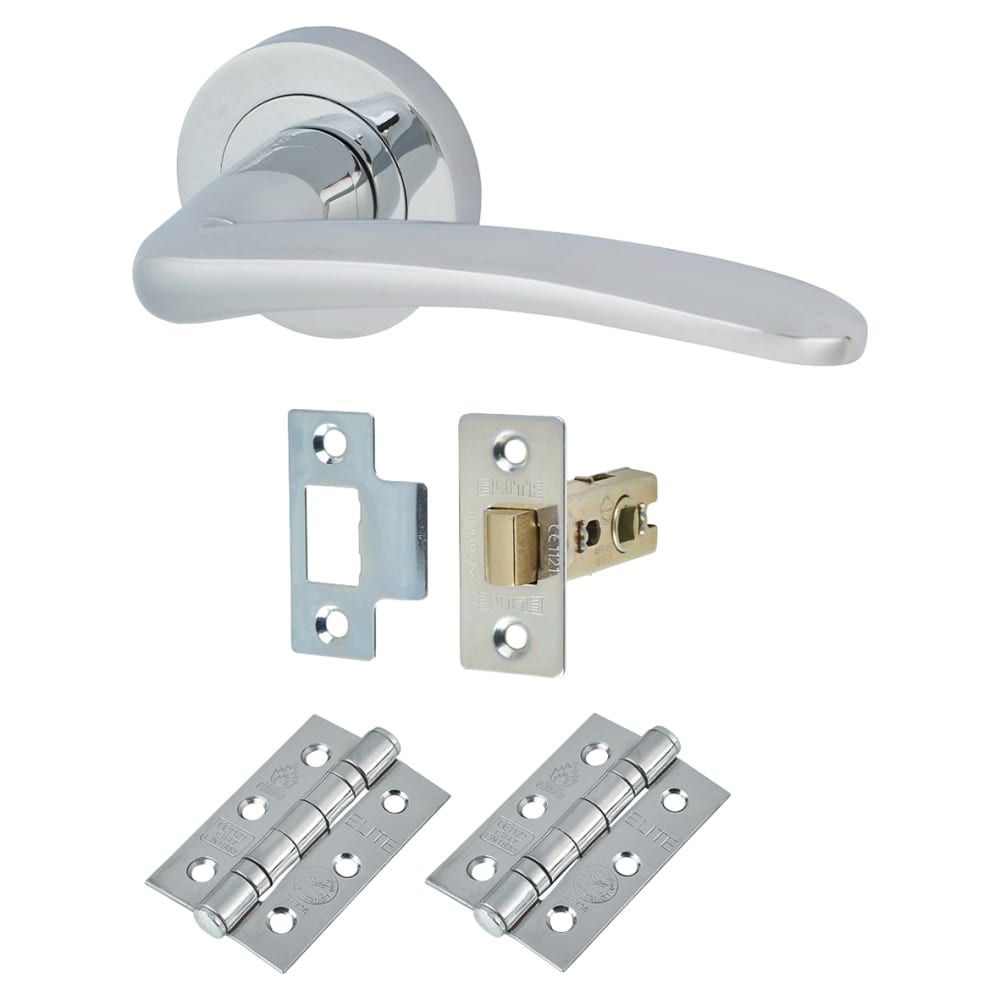 Touchpoint Eloise Latch Door Handle on Rose Kit - Polished Chrome