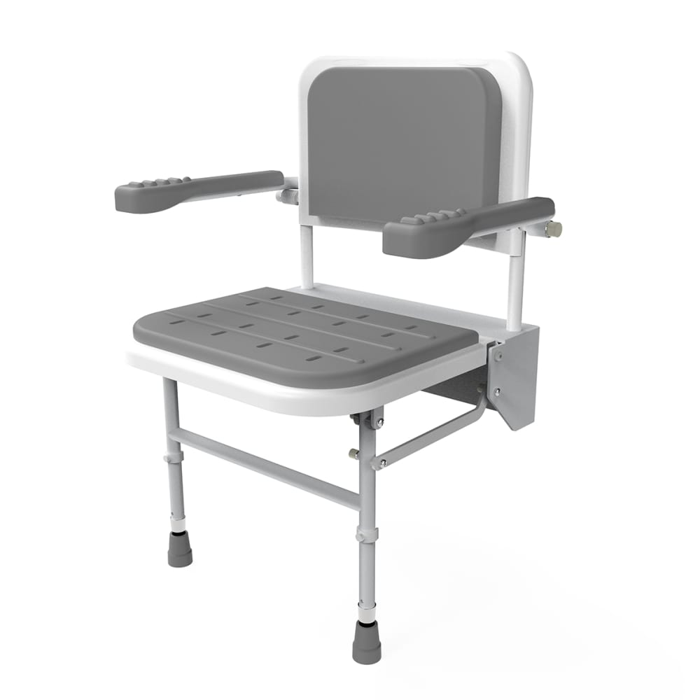 Standard Wall Mounted Shower Seat Grey Padding IronmongeryDirect Same Day Despatch