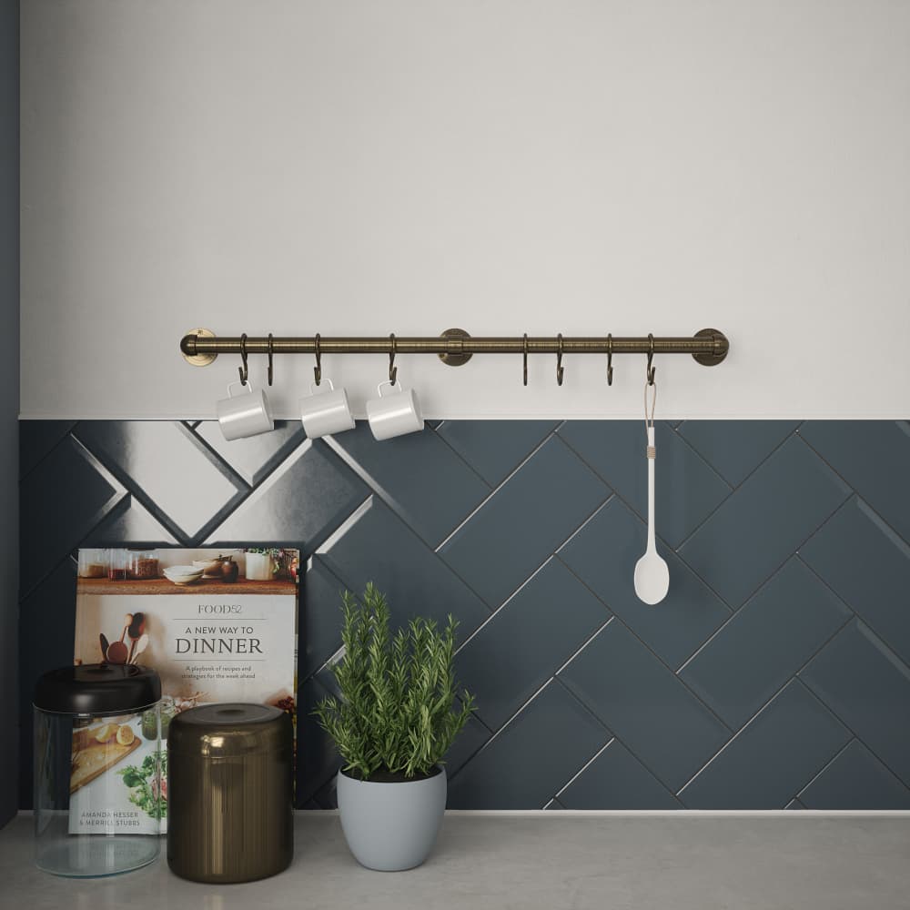 Rothley Kitchen Utensil Rail Kits - 19 x 600mm - Antique Brass