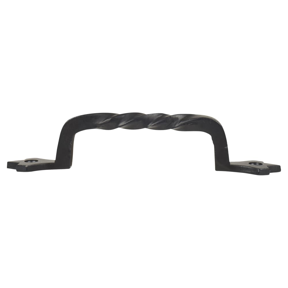 Olde Forge 7mm Twisted D-Bar Cabinet Pull Handle - 120mm Centres - Smooth Black
