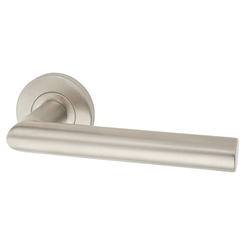 Altro 19mm Mitre Door Handle on Rose - Satin Stainless Steel