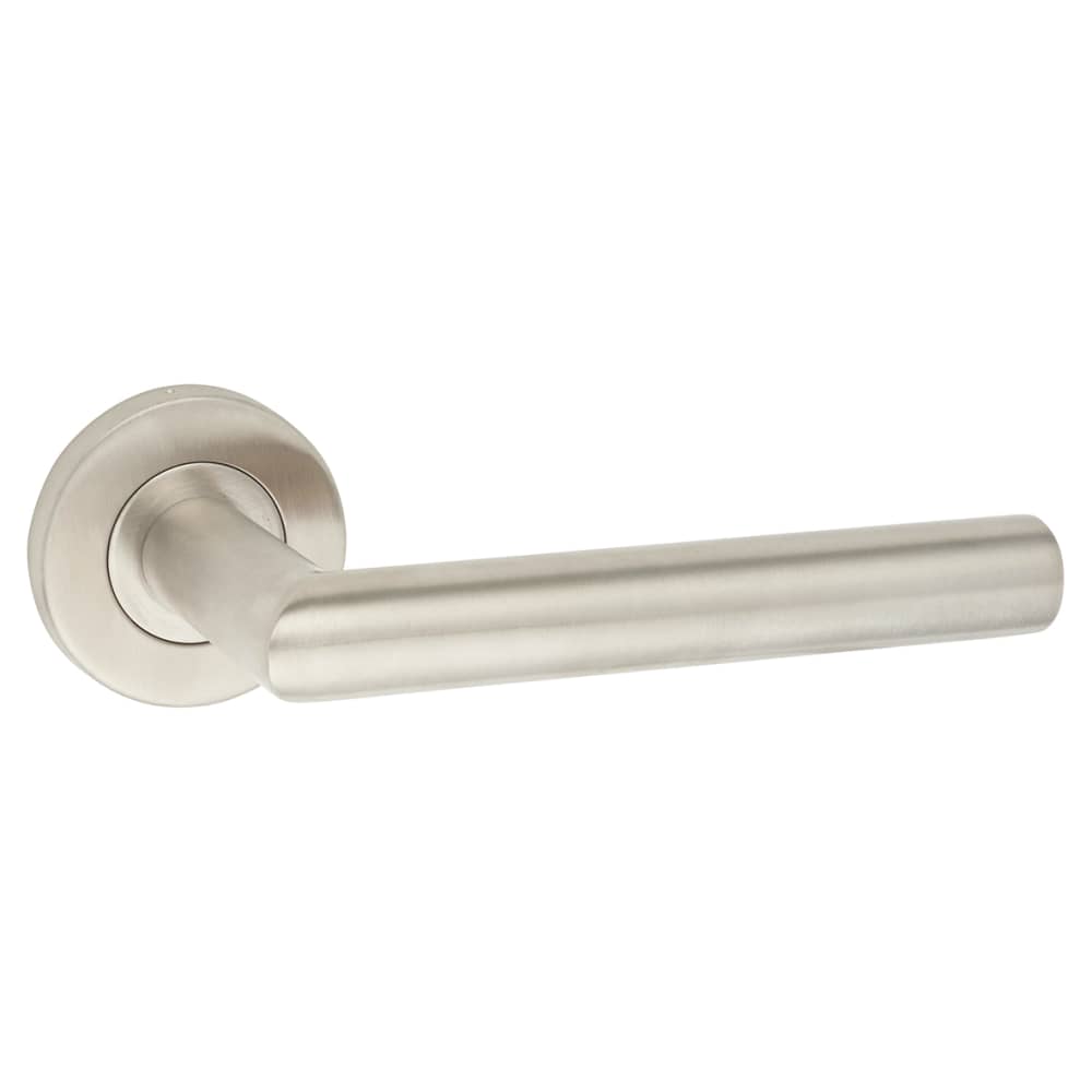 Altro 19mm Mitre Door Handle on Rose - Satin Stainless Steel