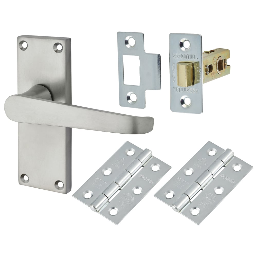 Touchpoint Budget Straight Latch Door Handle Kit - Short Plate - Satin Chrome