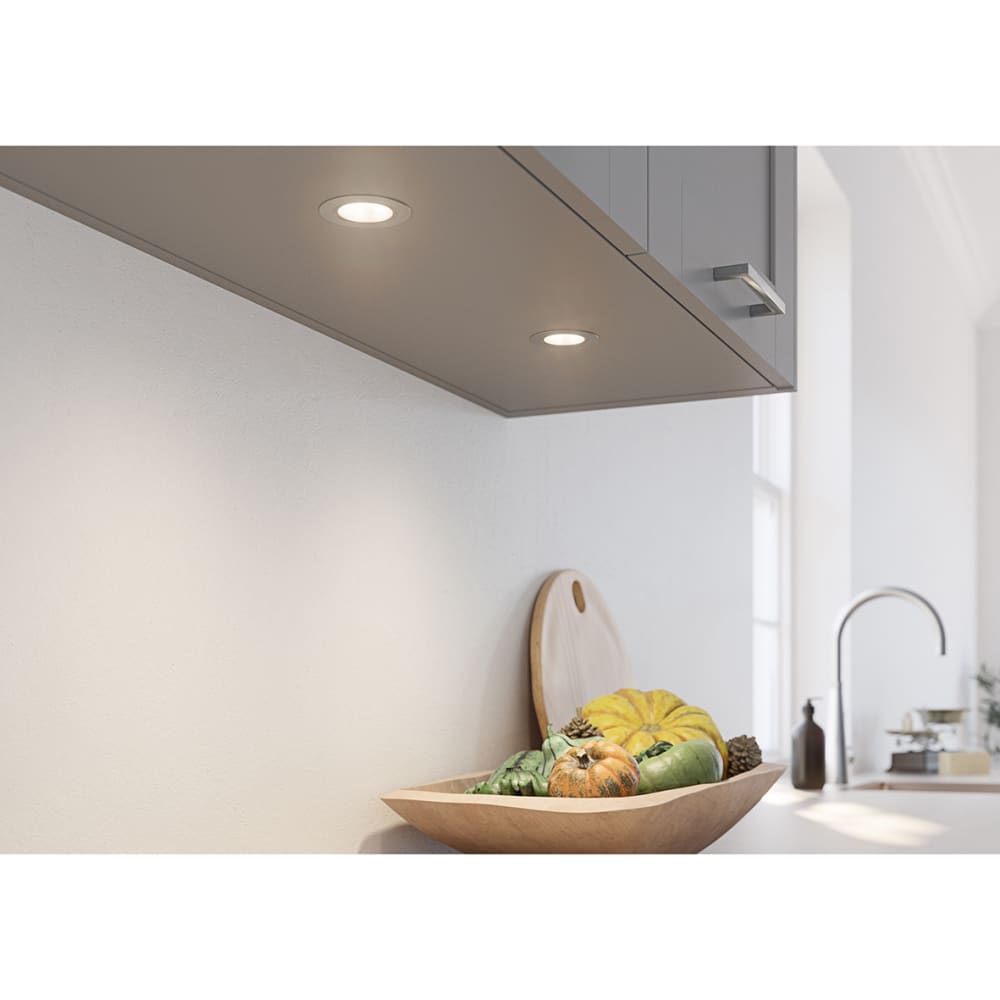 Sensio Zeta 2W LED Round Cabinet Downlight - 4000K Natural White - Stainless Steel