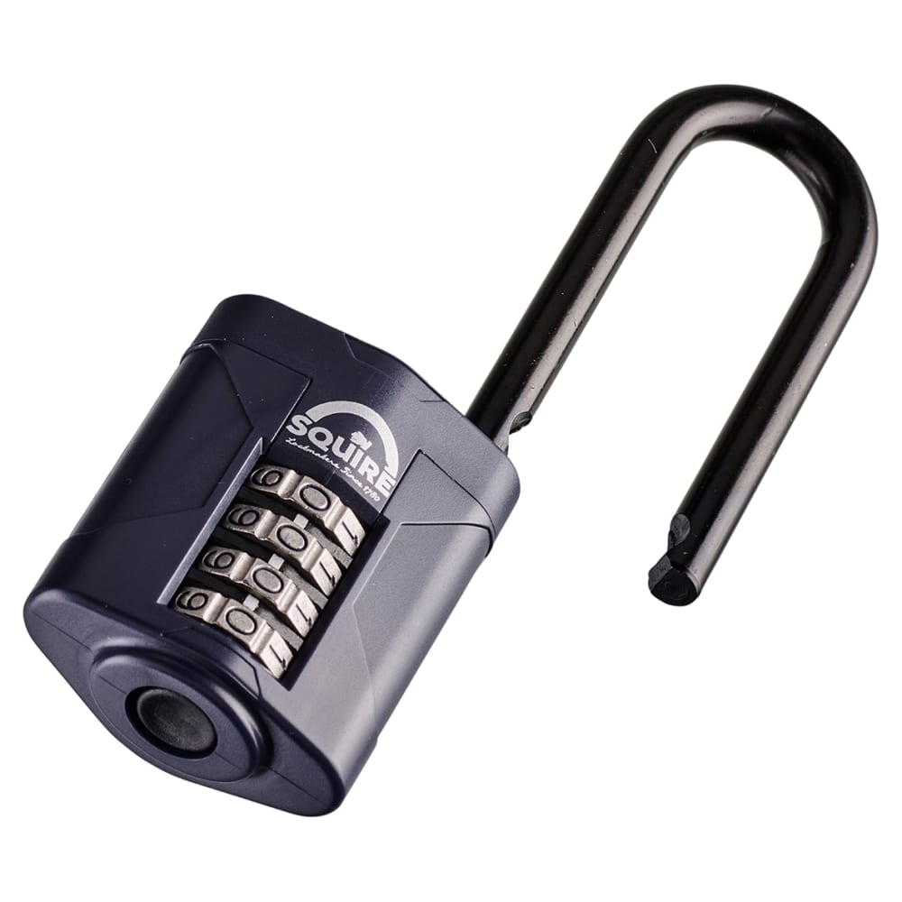Squire Combination All Weather Extra Long Shackle Padlock - 50mm Body - 22 x 63mm Shackle - Blue