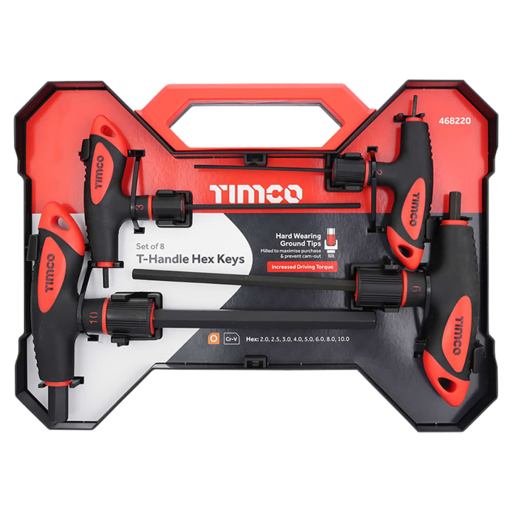 TIMCO T-Handle Hex Key Set - 8 Pieces