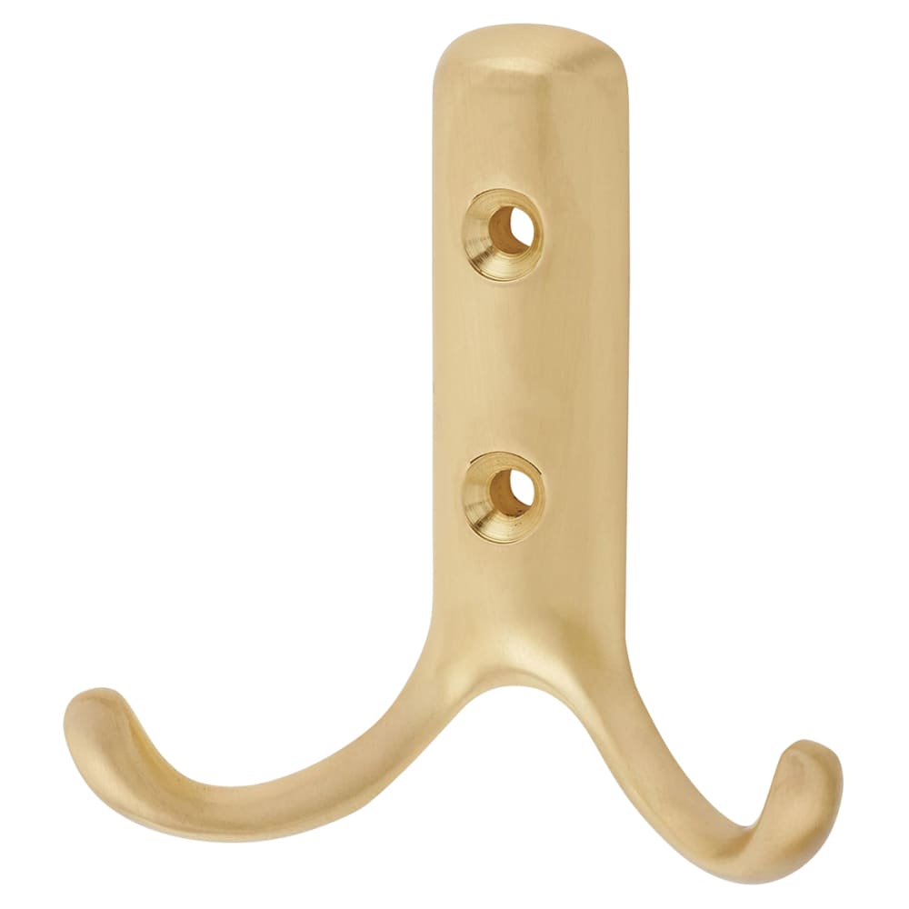 Altro Double Coat Hook - 70 x 56mm - Satin Brass | IronmongeryDirect ...