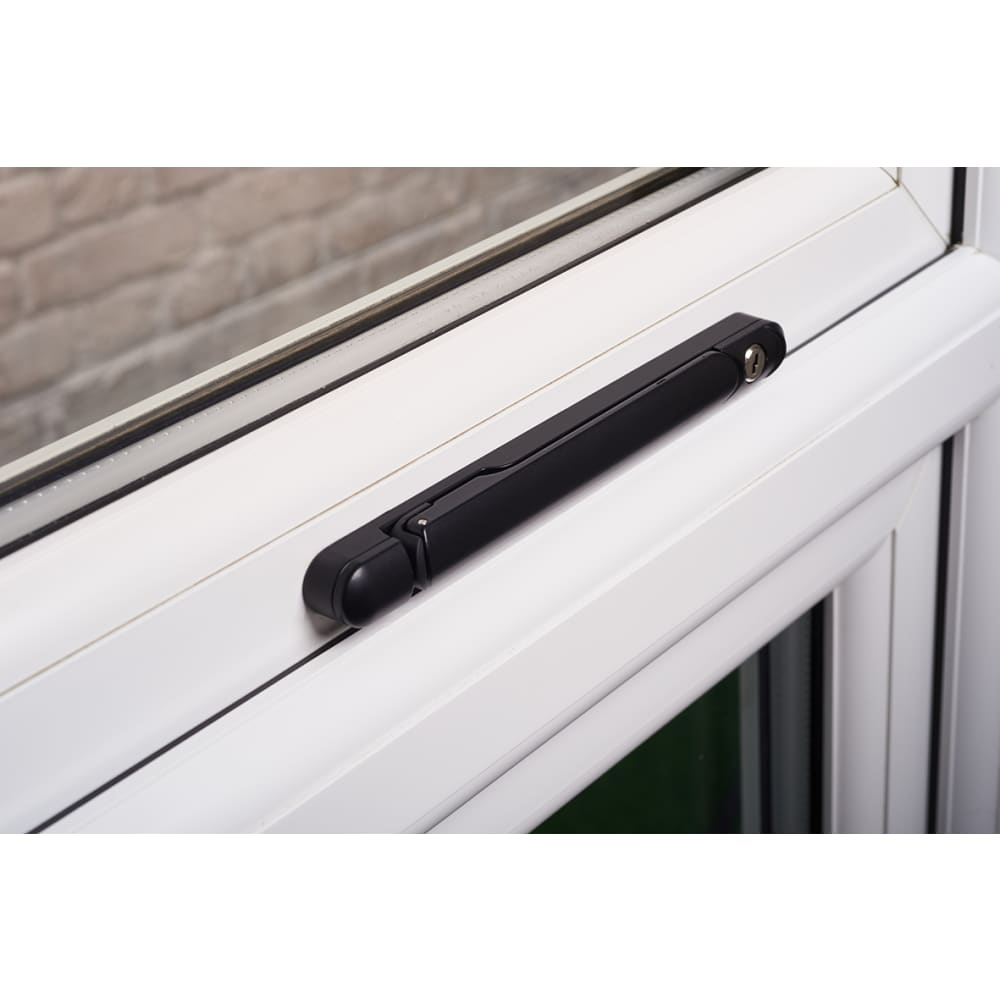 Jackloc uPVC Inline Espagnolette Locking Multipoint Window Handle - 15mm Spindle - Dual - Black