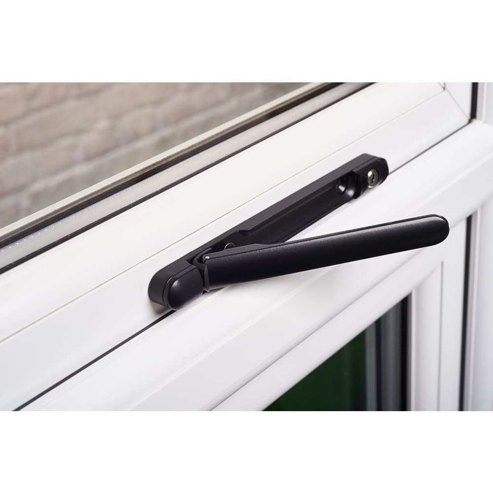 Jackloc uPVC Inline Espagnolette Locking Multipoint Window Handle - 15mm Spindle - Dual - Black