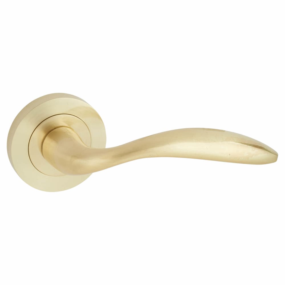 Touchpoint Morgan Door Handle on Rose - Satin Brass