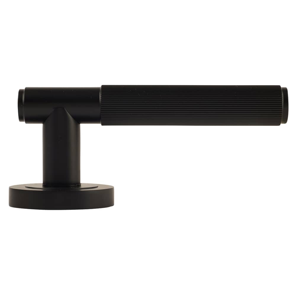 Altro Nova Lines Door Handle on Rose - Matt Black