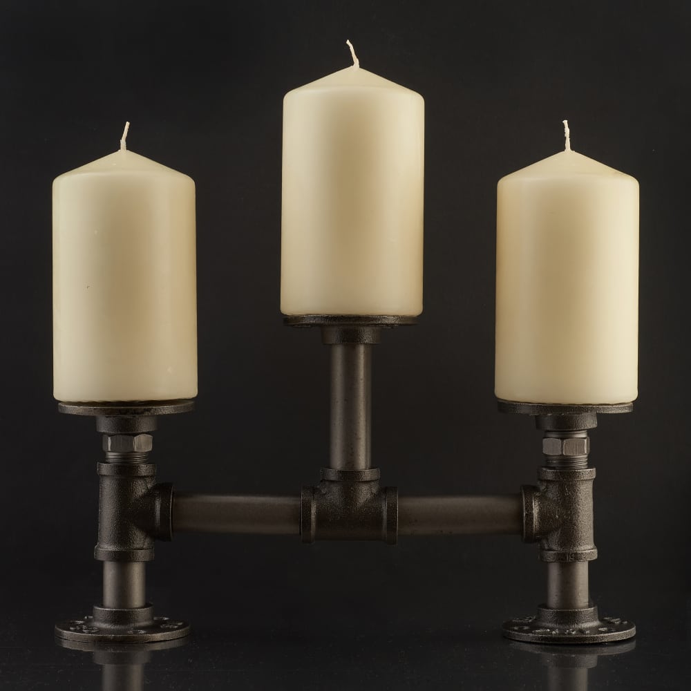 Altro 3/4" Pipe Triple Candle Holder - Grey 