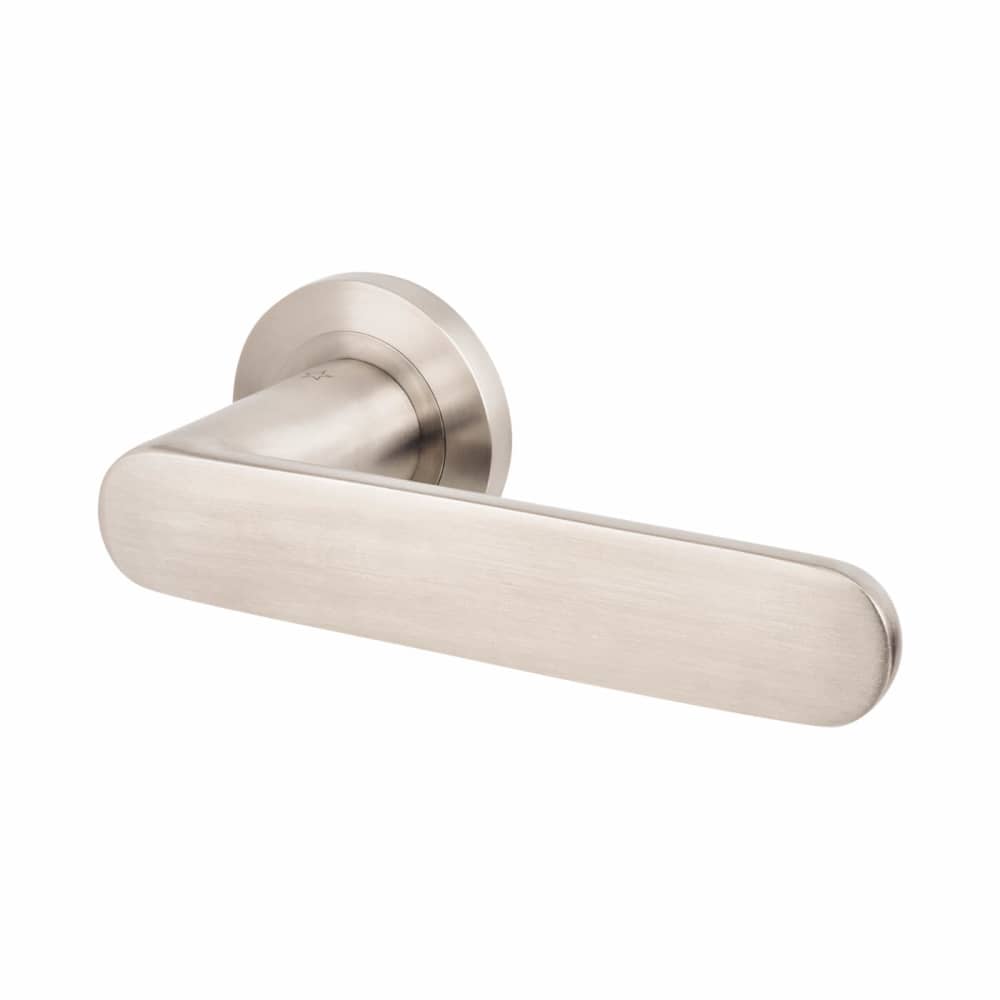 Steelworx Parigi Door Handle on Rose - Satin Stainless