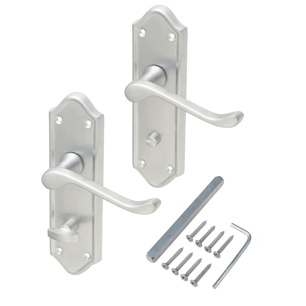 Altro Ashmead Bathroom Door Handle - 168 x 46mm - Satin Chrome