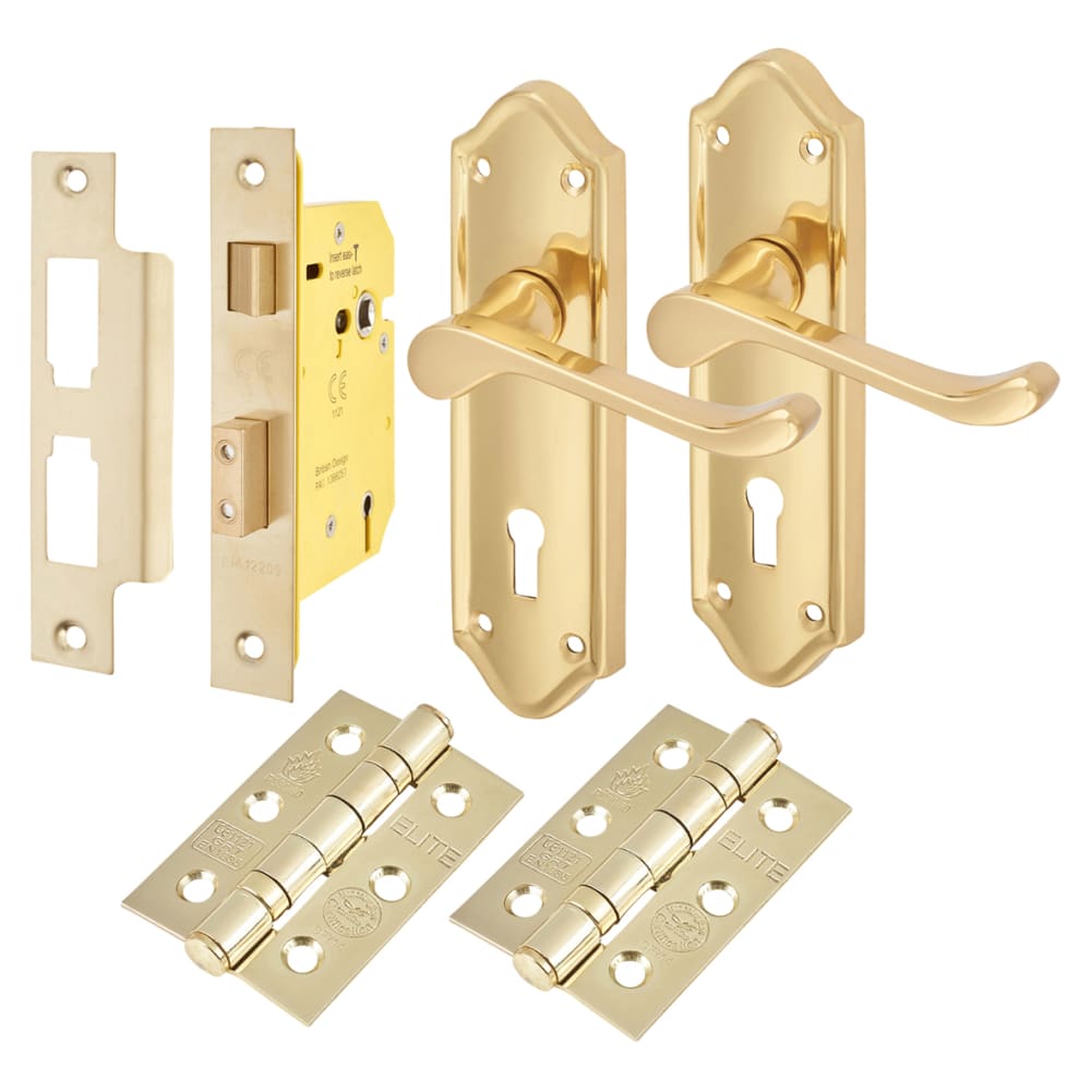 Altro Ashmead 3 Lever Sashlock Door Handle Kit - Polished Brass