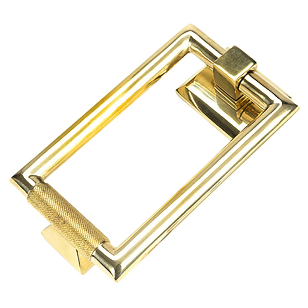 From The Anvil Brompton Rectangular Knurled Door Knocker - 145 x 90mm - Polished Brass