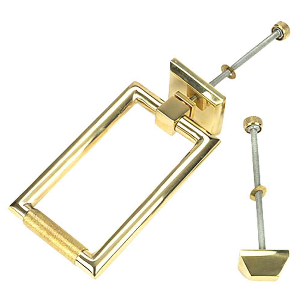 From The Anvil Brompton Rectangular Knurled Door Knocker - 145 x 90mm - Polished Brass