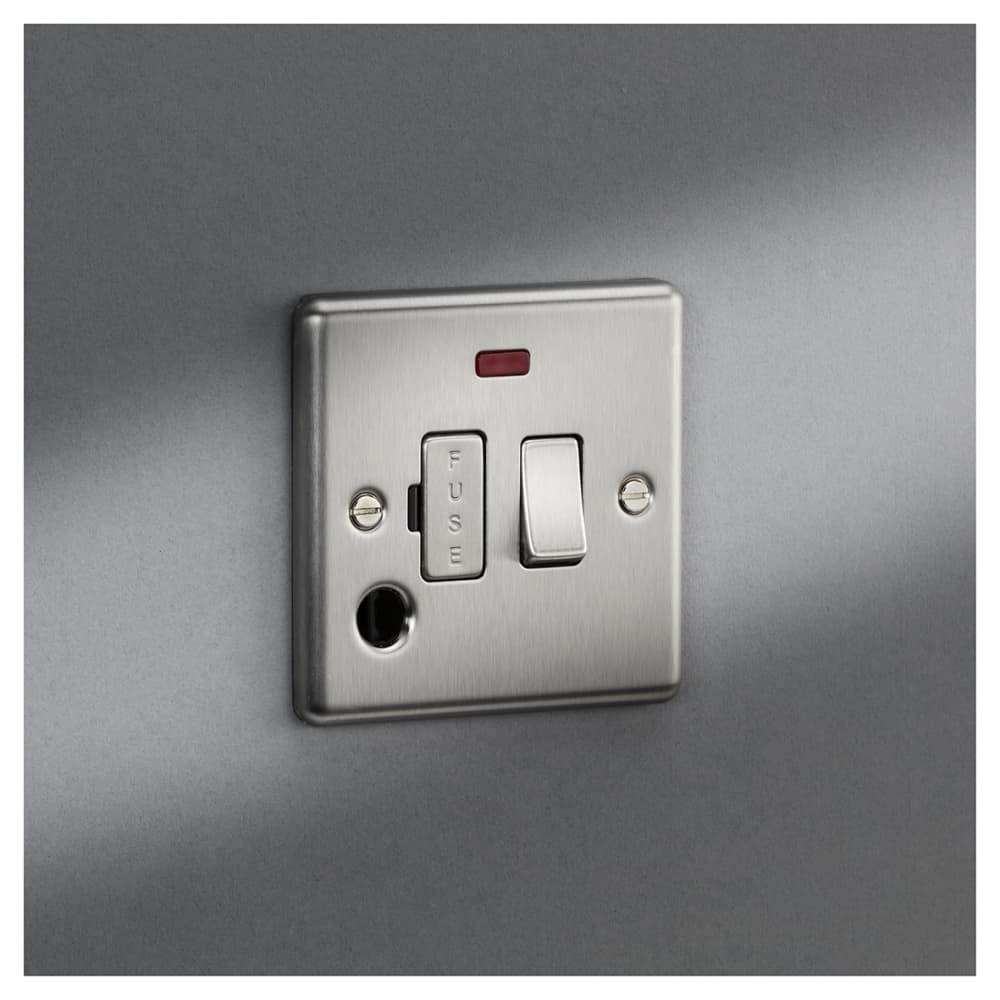 Despatch Spur Knightsbridge 13A 1 Gang Round Edge Switched Fused Spur with Neon ...