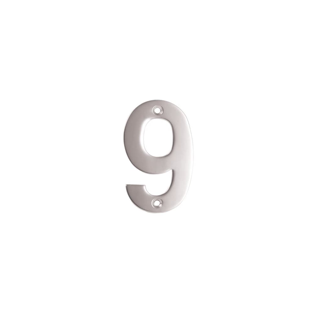 Altro 100mm Screw Fix Door Numeral - 9 - Satin Stainless Steel