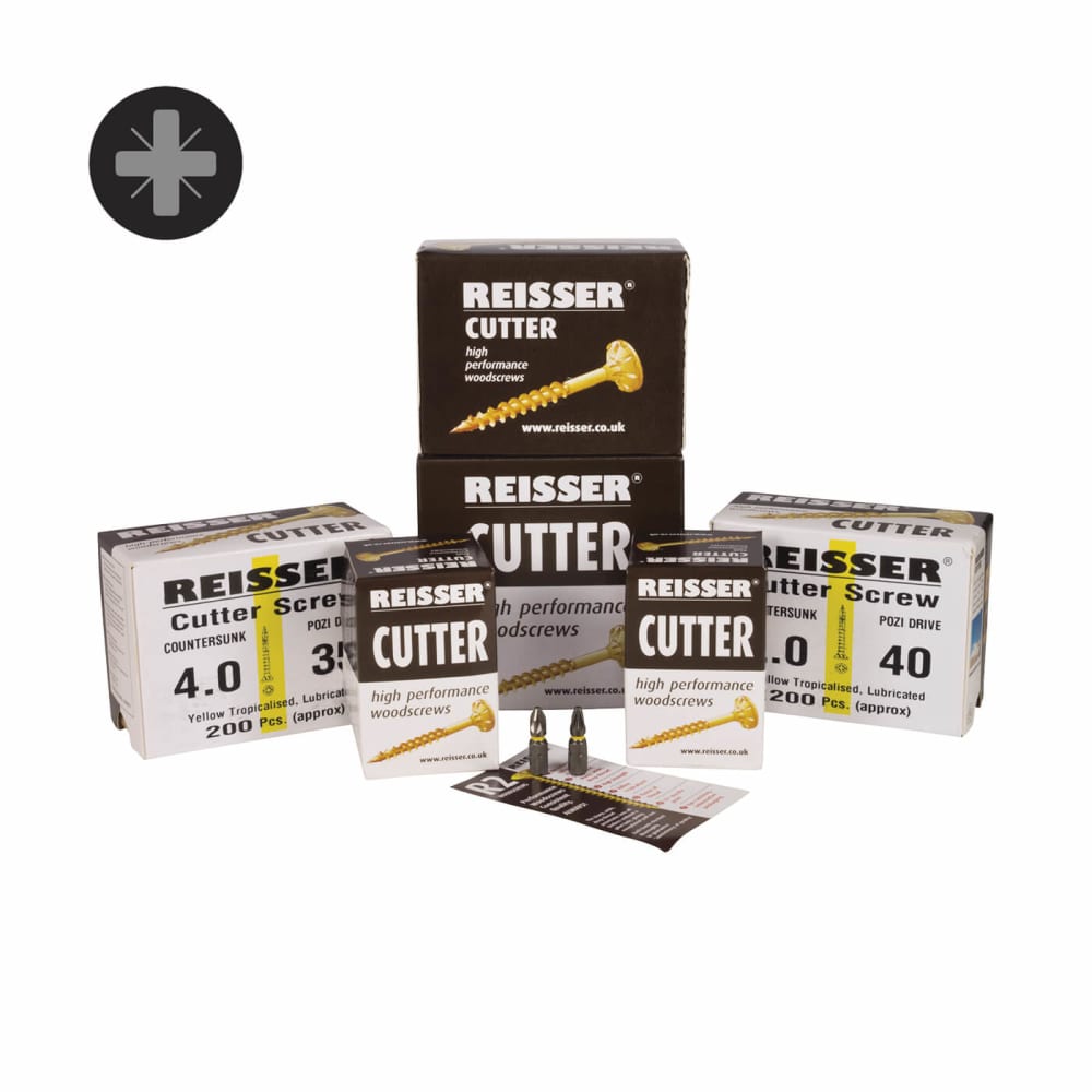 Reisser Cutter Pozi Countersunk Wood Screws Saver Trade Pack - Yellow Zinc - Pack of 1200