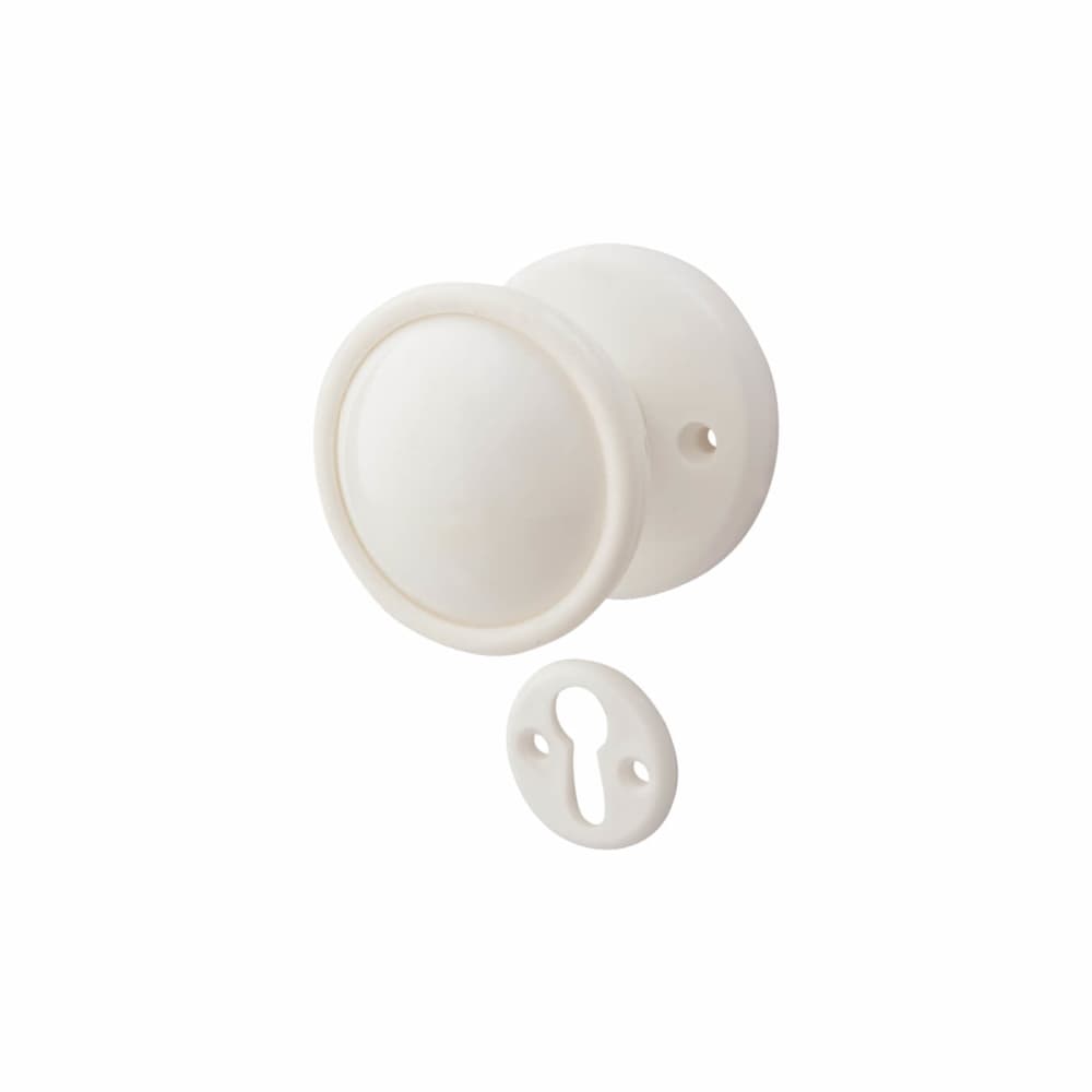 Touchpoint Plastic Mortice/Rim Door Knob with Escutcheon - 51mm Rose Diameter - White